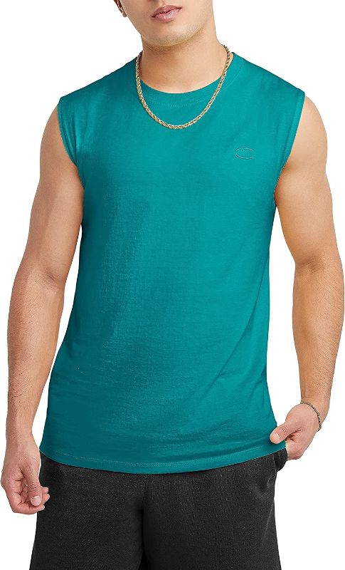 Photo 1 of Champion Men's Muscle T-shirt, Sleeveless, Muscle Tank, Classic Muscle Tee Top for Men Medium Teal