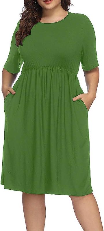 Photo 1 of ALLEGRACE Women Plus Size Half Sleeve Round Neck Cocktail Midi Dress Ruffle Party Dresses Size 1XL