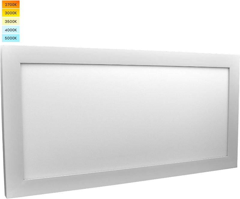 Photo 1 of 1x2 FT 3CCT LED Flat Panel Flush Mount Light with Night Light, ORB, 2500LM, 25W, 3000/4000/5000K Selectable, Dimmable Ultra Slim Edge-Lit Built-in Driver Surface Mount 2pk