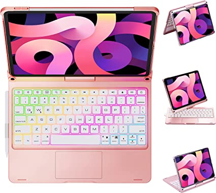 Photo 1 of GreenLaw iPad Pro 11 inch 2020/2018 Case with Keyboard - 360° Rotatable-17 Backlit Color-Support Wake/Sleep-Wireless Keyboard Case for iPad Pro 11 2nd/ 1st Generation, Rose Gold