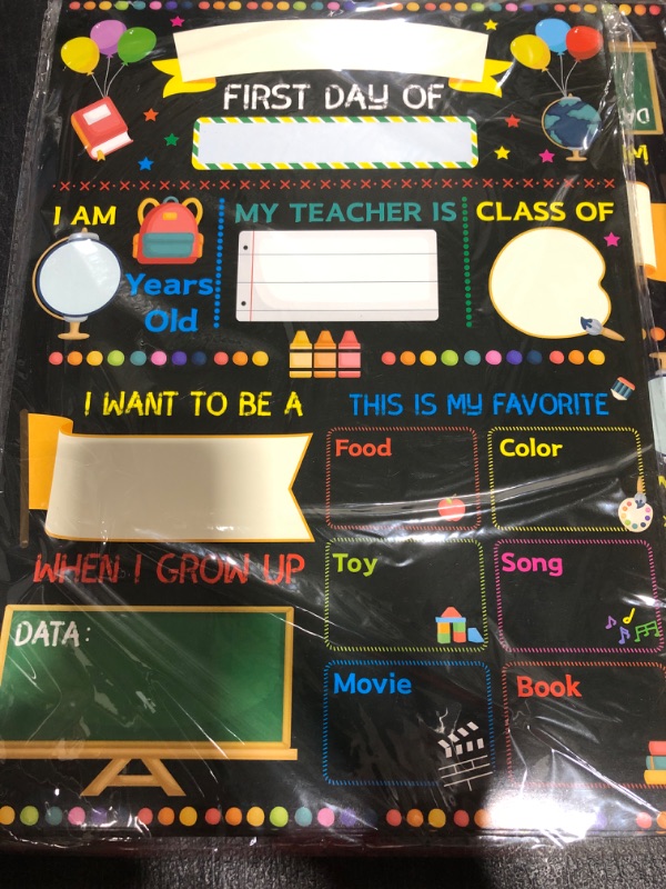 Photo 1 of 10 Cardstock Colorful Back to School Signs First and Last Day of School Signs for Kids First Day of School Board - 1st Day of School Chalkboard Sign First Day of School, Back to School Board Sign
