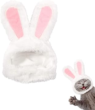 Photo 1 of  Cute Costume Bunny Rabbit Hat with Ears for Cats & Small Dogs Party Costume Easter Pet Accessory Headwear
