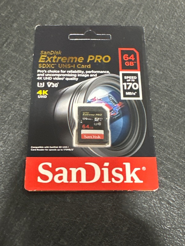 Photo 2 of SanDisk 64GB Extreme PRO SDXC UHS-I Card - C10, U3, V30, 4K UHD, SD Card - SDSDXXY-064G-GN4IN
