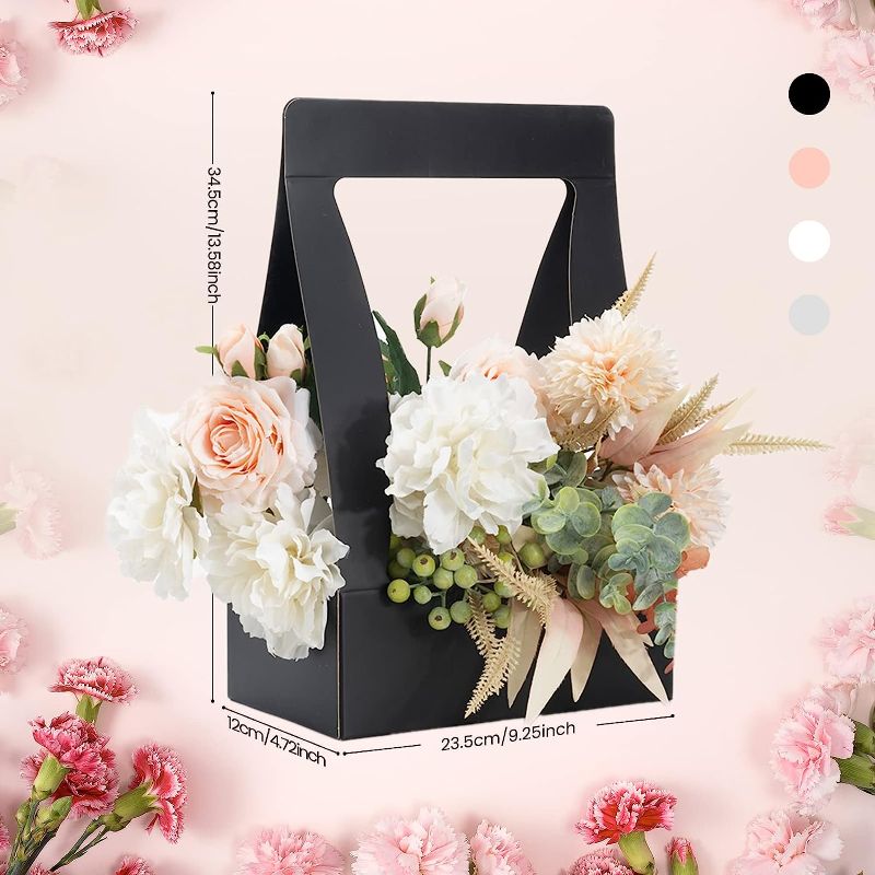 Photo 1 of 6 PACK Kraft Paper Flower Gift Bags Bouquet Bags Box with Handle Waterproof Tote Bags for Packaging Floral