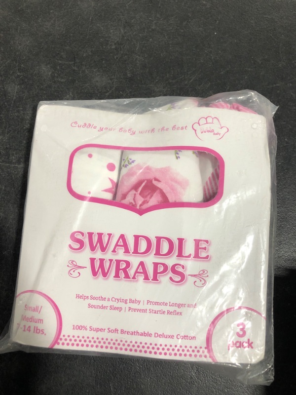 Photo 2 of Baby Swaddle Blanket, 3 Pack, Newborn Swaddles 0-3-Month, Small-Medium, Infant Swaddling Sleep Sack, Adjustable Swaddle Blanket Girl, Pink Pink Small-Medium (0-3 Month)