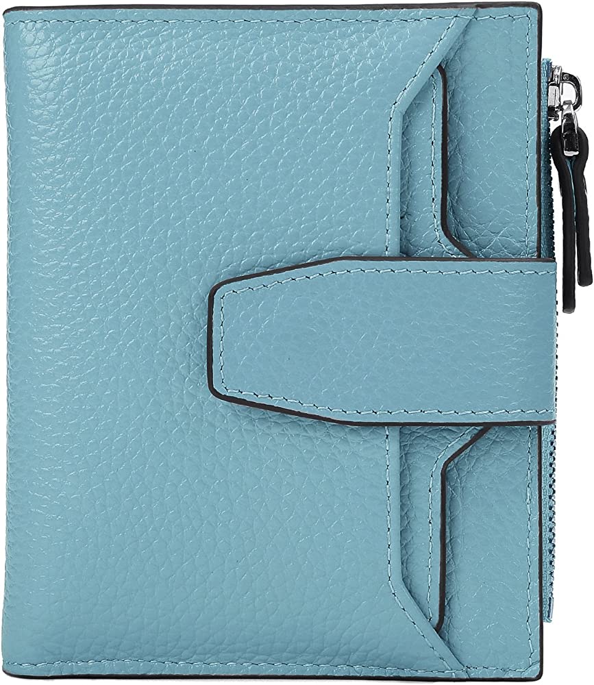 Photo 1 of AINIMOER Women's RFID Blocking Leather Small Compact Bi-fold Zipper Pocket Wallet Card Case Purse with id Window