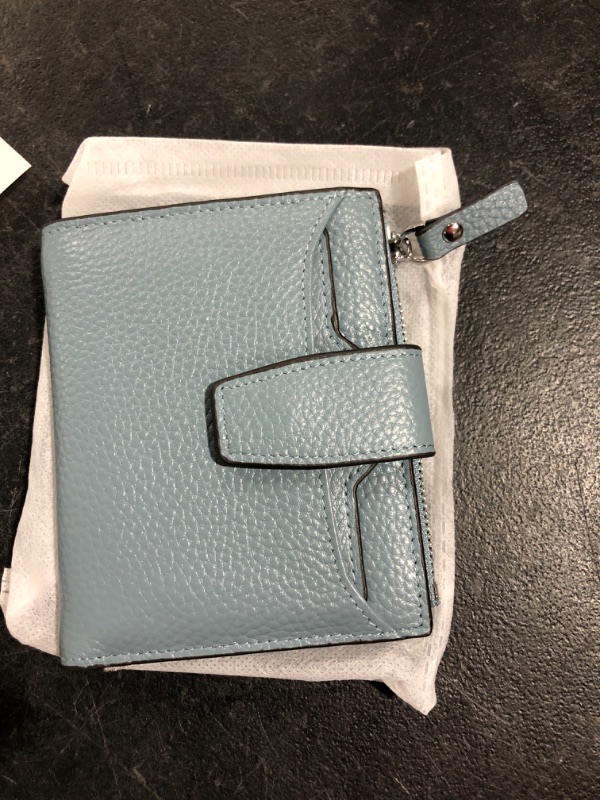 Photo 3 of AINIMOER Women's RFID Blocking Leather Small Compact Bi-fold Zipper Pocket Wallet Card Case Purse with id Window