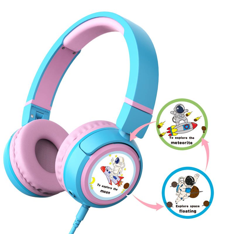 Photo 1 of 4 Pack ONITOON DIY Kids Headphones with Microphone, Wired 85dB Volume Limited Over-Ear Headset, Foldable and Share Port for Toddler, Child Girls, Boys Travel School Phone Pad PC Tablet (Pink Blue)
