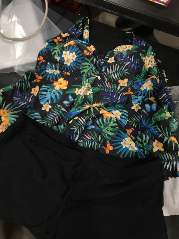 Photo 1 of AQUA EVE WOMENS 2 PIECE SWIM SUIT FLORAL DESIGN SZ 22W