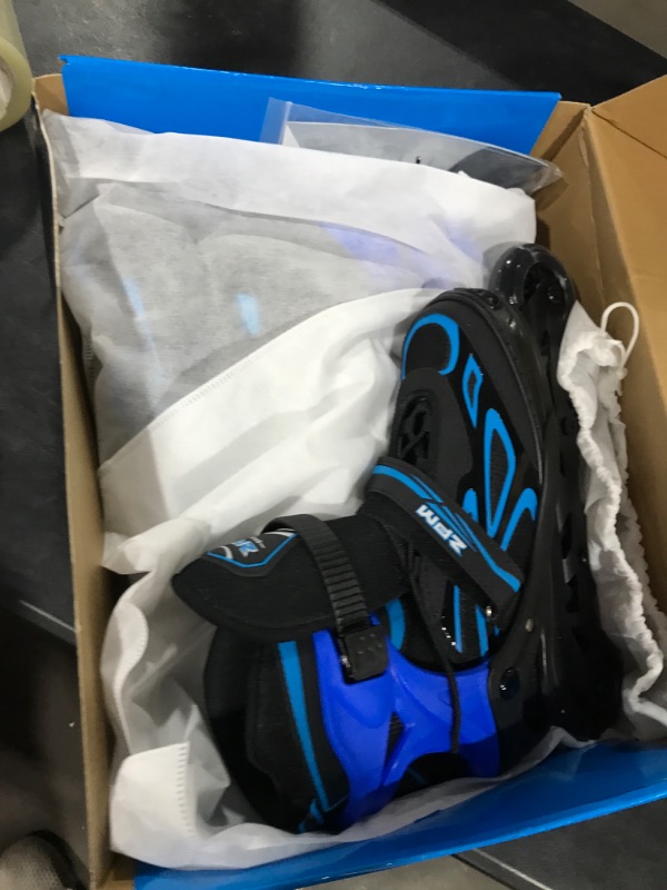 Photo 2 of 2PM SPORTS Vinal Girls Adjustable Flashing Inline Skates, All Wheels Light Up, Fun Illuminating Skates for Kids and Men Azure & Blue X-Large - Adult (8W-12W/7M-11M)