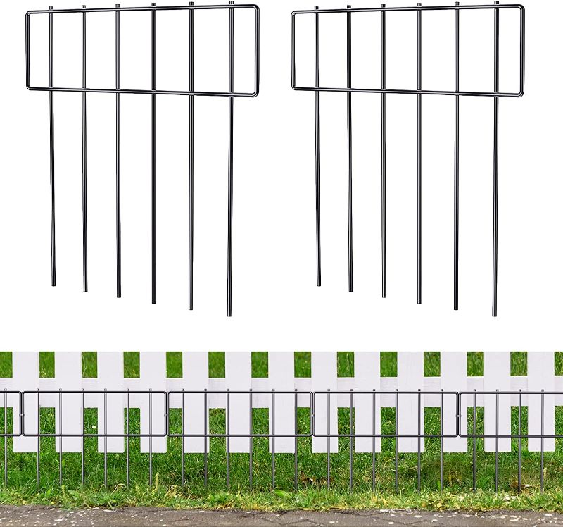 Photo 1 of 19 Pack Animal Barrier Fence, 17 in(H) X 20.8 Ft(L) Decorative Garden Fencing, Rustproof Metal Wire Garden Fence Border, Dog Rabbits Ground Stakes Defence No Dig Fence for Garden, T Shape.
