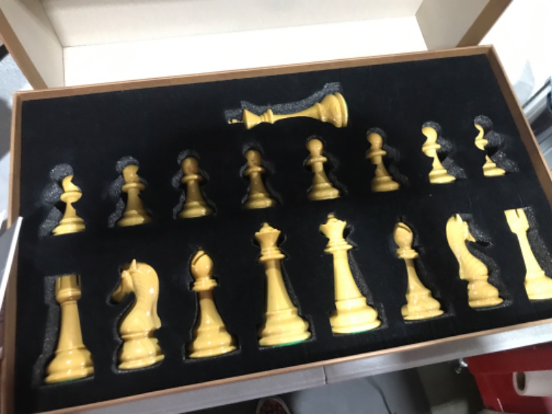 Photo 2 of AMEROUS High Polymer Weighted Chess Pieces with 4.25'' King - 2 Extra Queens - Gift Package, Standard Tournament Chessmen for Chess Board or Replacement of Missing Pieces (Chess Pieces Only)