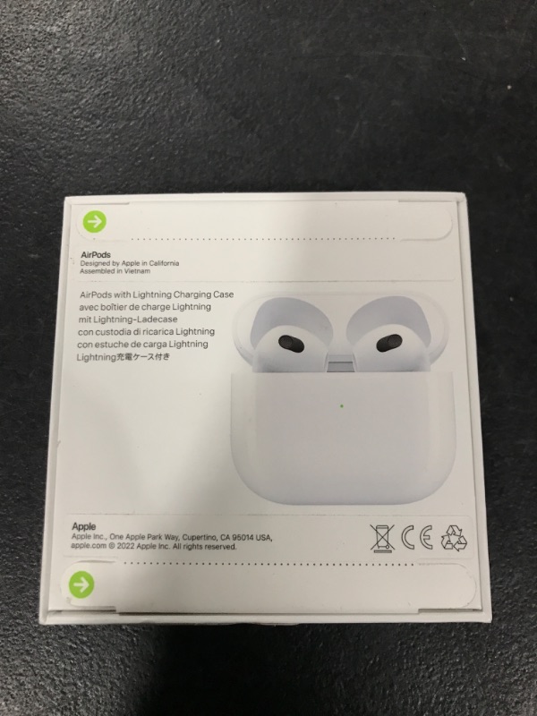 Photo 3 of Apple AirPods (3rd Generation) Wireless Earbuds with Lightning Charging Case. Spatial Audio, Sweat and Water Resistant, Up to 30 Hours of Battery Life. Bluetooth Headphones for iPhone - FACTORY SEALED