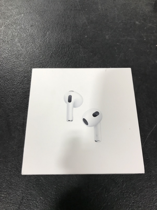 Photo 2 of Apple AirPods (3rd Generation) Wireless Earbuds with Lightning Charging Case. Spatial Audio, Sweat and Water Resistant, Up to 30 Hours of Battery Life. Bluetooth Headphones for iPhone - FACTORY SEALED