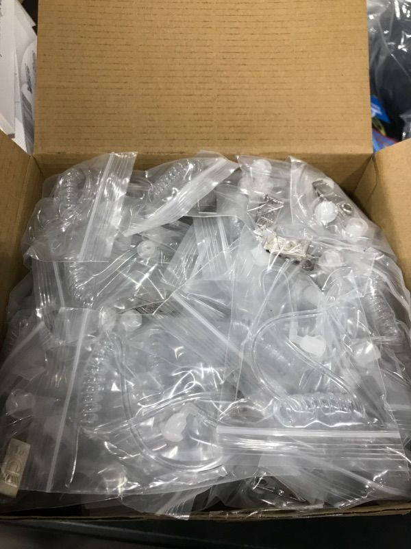 Photo 1 of 50 Pieces Replacement Acoustic Tube Acoustic Tube Earpiece Bulk Replacement Acoustic Coil Tube with Clip for Two Way Radio Audio Walkie Talkies Headsets