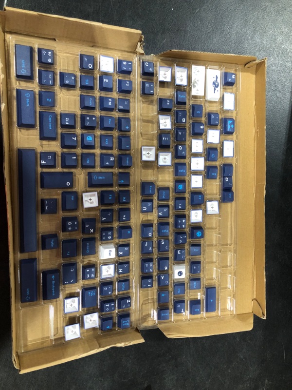 Photo 2 of Hyekit PBT Keycaps, 134 Keys Blue Hell Keycaps Dye-Sublimation PBT Keycap Set Cherry Profile Japanese Keycaps for Cherry Gateron MX Switches Mechanical Keyboard, 6.25u and 7u Spacebar