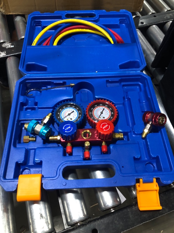 Photo 3 of NewPosition 4CFM 1/3HP Air Vacuum Pump HVAC A/C Refrigeration Tool Kit AC,Auto Repair Equipment,Manifold Gauge Set(R134A R22),3 Hoses