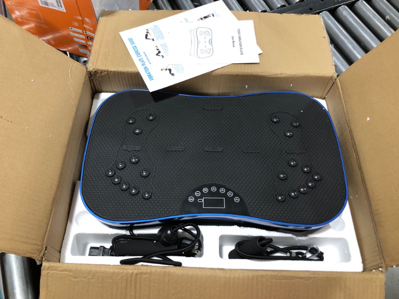 Photo 2 of TODO Vibration Plate Exercise Machine Whole Body Vibration Machine for Relieving Muscle Tightness, Remote Control/3 Resistance Loops/Resistance Bands deep blue