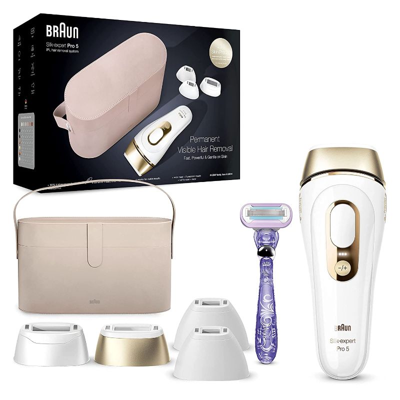 Photo 1 of Braun IPL Long-lasting Hair Removal System for Women and Men, NEW Silk Expert Pro 5 PL5347, Head-to-toe Usage, for Body & Face, Alternative to Salon Laser Hair Removal, With 3 Extra Caps
