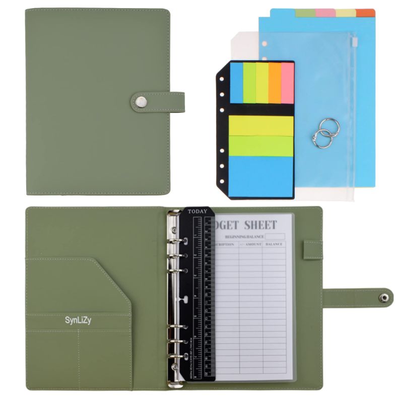 Photo 1 of SynLiZy Personal Organizer A5 PU Leather Budget Undated Planner 7.3" x 9.06" with 12 Accessories Green