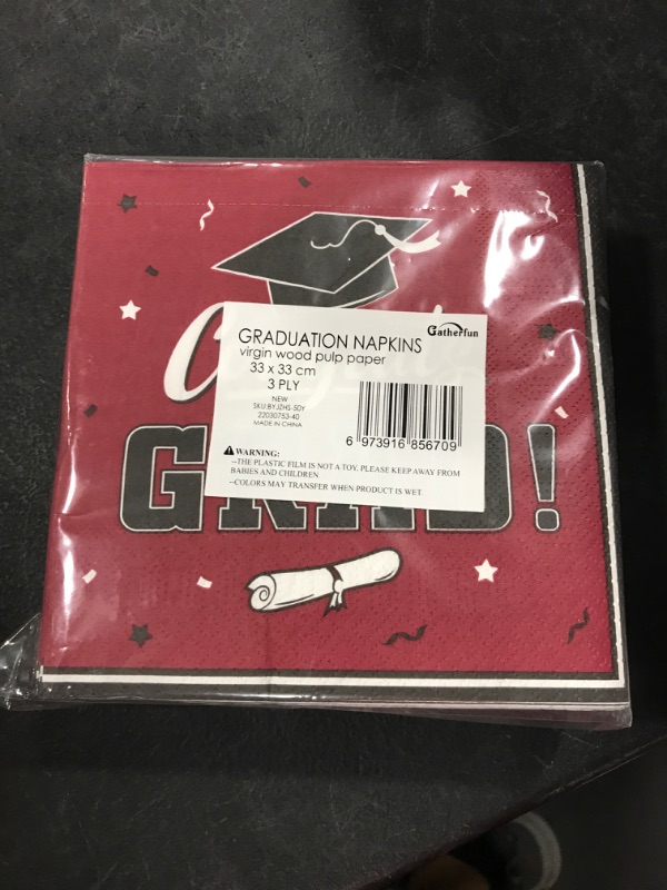 Photo 2 of Gatherfun Graduation Party Disposable Napkins Paper Napkins for College High School Graduation 3-Ply 50 Pack Maroon