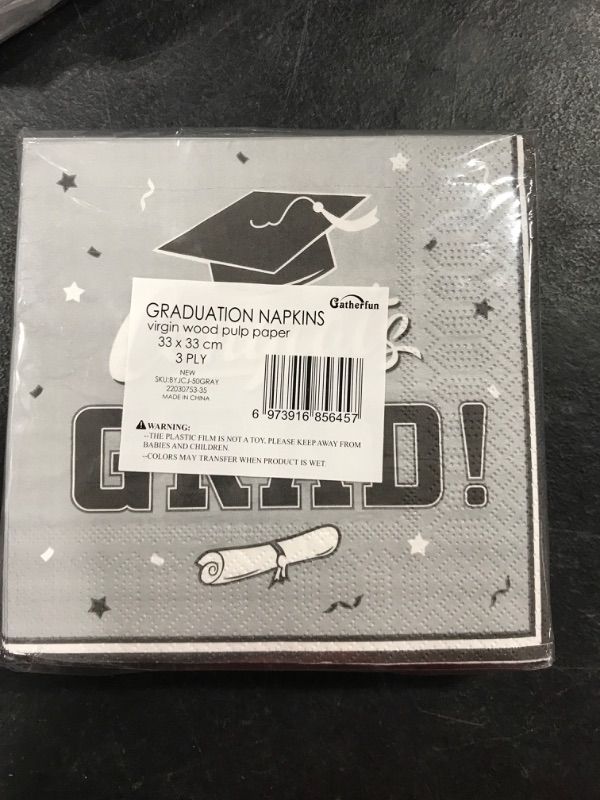 Photo 2 of Gatherfun Graduation Party Disposable Napkins Paper Napkins for College High School Graduation 3-Ply 50 Pack Silver Gray