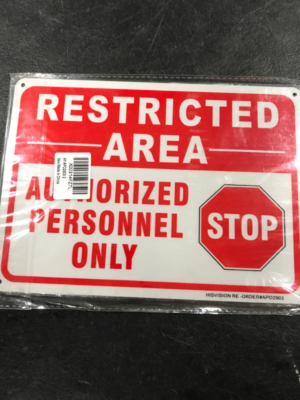 Photo 2 of 2 Pack Restricted Area Sign Authorized Personnel Only, 10 x 7inch Do Not Enter Sign.40 Rust Free Aluminum, UV Protected, Waterproof, Durable Ink, Easy to Mount, Indoor or Outdoor Use- By HISVISION