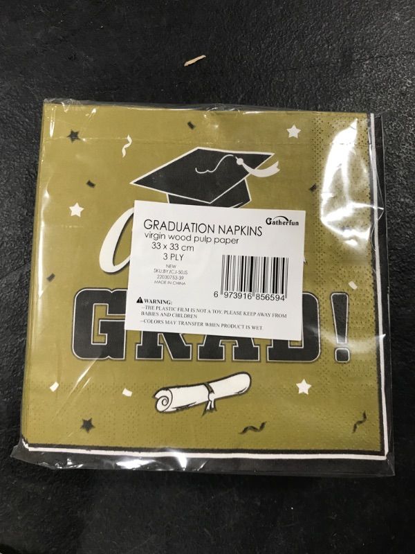 Photo 2 of Gatherfun Graduation Party Disposable Napkins Paper Napkins for College High School Graduation 3-Ply 50 Pack Gold Golden