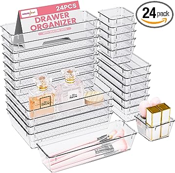 Photo 1 of 14 PCS Clear Plastic Drawer Organizer Tray for Makeup, Kitchen Utensils, Jewelries and Gadgets