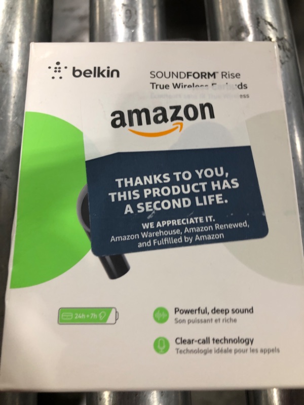 Photo 2 of Belkin SoundForm True Wireless Earbuds, Bluetooth Headphones with Microphone, Touch Controls, IPX5 Sweat & Splash Resistant for iPhone 14, Pro, Max, Mini & Galaxy S23 with Charging Case - Black
