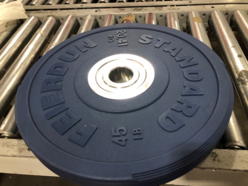 Photo 2 of FEIERDUN 2" Color Olympic Bumper Plate Weight Plate for Strength Training - 100% Virgin Rubber 45LBS Single