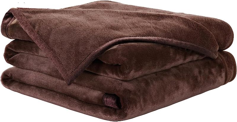 Photo 1 of  Soft Queen Size Blanket Warm Fuzzy Microplush Lightweight Thermal Fleece Blankets for Couch Bed Sofa,90x90 Inches,Chocolate
