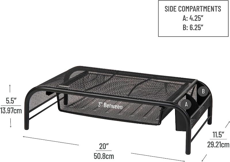 Photo 1 of Mind Reader MESHMONSTA-BLK Metal Mesh Monitor Stand and Desk Organizer with Drawer, Black
