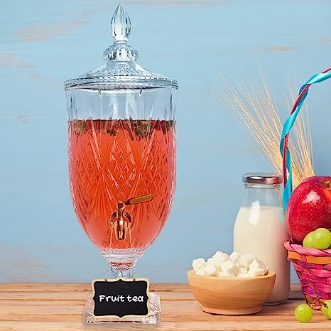 Photo 1 of 1.2 Gallon Drink Dispensers For Parties&Wedding. Glass Crystal Collection Beverage Dispenser With Stand & 304 Stainless Steel Spigot 100% Leakproof. Free for Marker & Chalkboard.(TYPE A, CLEAR) TYPE A Clear