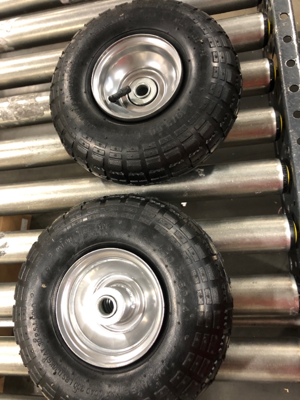 Photo 2 of 10" Heavy Duty 4.10/3.50-4 Tire - Dolly Wheels and Hand Truck Wheels Replacement - 4.10 3.50-4 Tire and Wheel for Gorilla Cart, Generator, Lawn Mower, Garden Wagon. 5/8" Axle Borehole (2 Pack) Ram-Pro 2 PACK 10 Inch