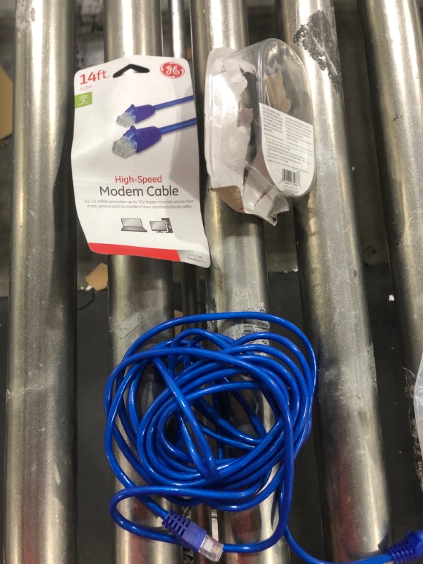 Photo 2 of GE RJ11 High Speed Modem Cable, 14ft, 10x Faster than Standard Cable, Blue 35288 RJ11 Connectors 14 Feet