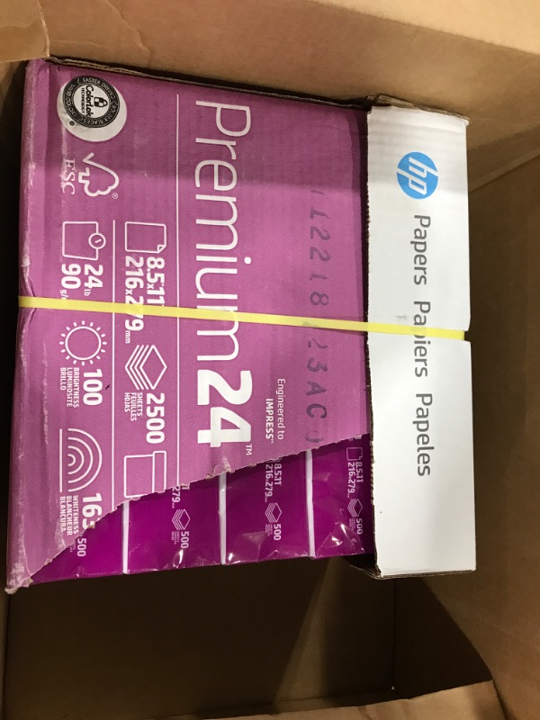 Photo 2 of HP Printer Paper | 8.5 x 11 Paper | Premium 24 lb | 5 Ream Case - 2500 Sheets | 100 Bright | Made in USA - FSC Certified | 115300C 5 Ream | 2500 Sheets Premium24