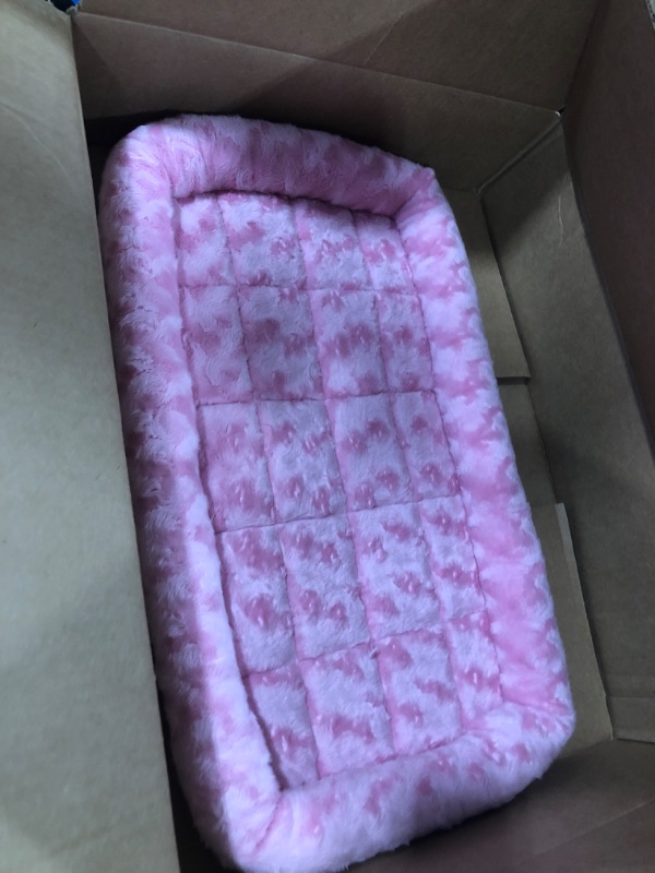 Photo 2 of 22L-Inch Pink Dog Bed or Cat Bed w/ Comfortable Bolster | Ideal for XS Dog Breeds & Fits a 22-Inch Dog Crate | Easy Maintenance Machine Wash & Dry | 1-Year Warranty Blush Pink 22-Inch