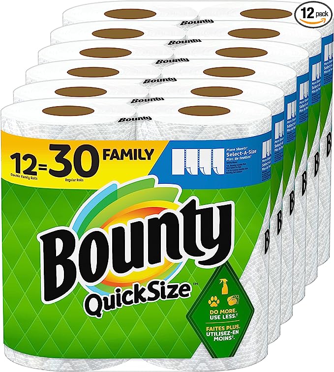 Photo 1 of Bounty Quick-Size Paper Towels, White, 12 Family Rolls = 30 Regular Rolls (Packaging May Vary)