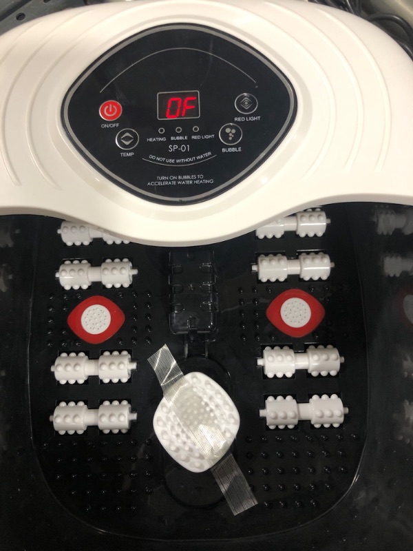 Photo 4 of Foot Spa Bath Massager with Heat, Bubbles, Vibration and Red Light, 4 Massage Roller Pedicure Foot Spa Tub for Feet Stress Relief, Foot Soaker with Mini Acupressure Massage Points Temperature Control
