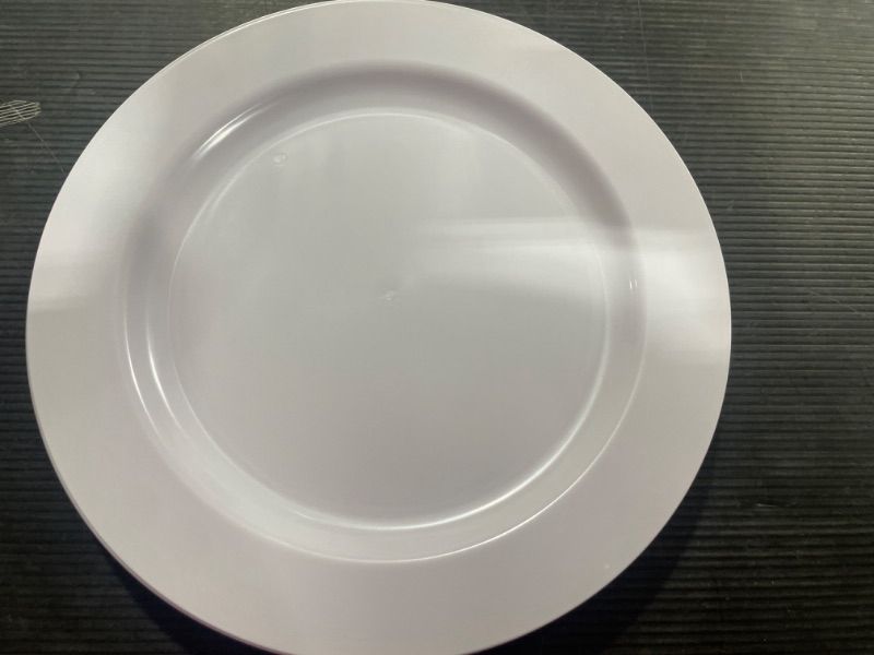 Photo 1 of  10PCS White Plastic Plates-10.25inch Disposable Dinner Plates-Premium Party&Wedding Plates