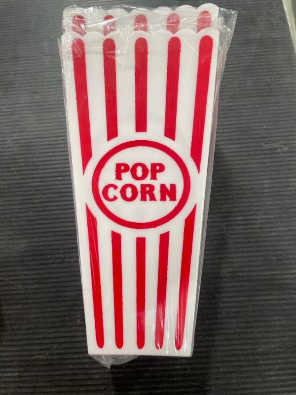 Photo 1 of  Plastic Red White Striped Classic Popcorn Containers 
