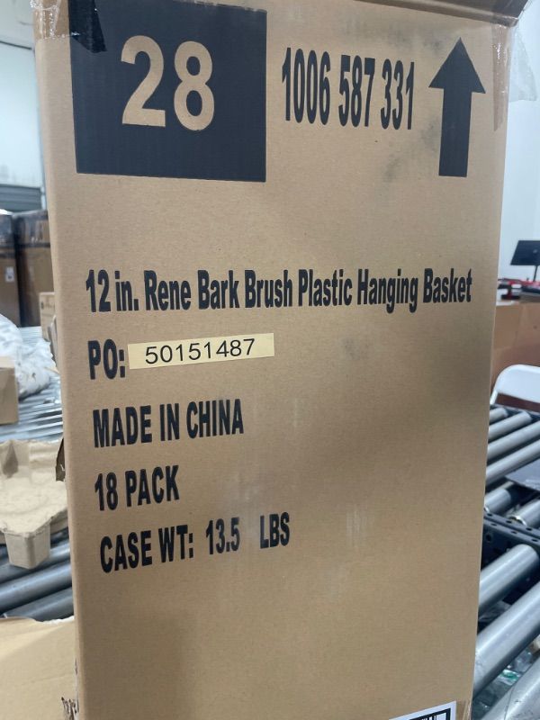 Photo 1 of 18 Pack 12 in. Rene Bark Brush Plastic Hanging Baskets

