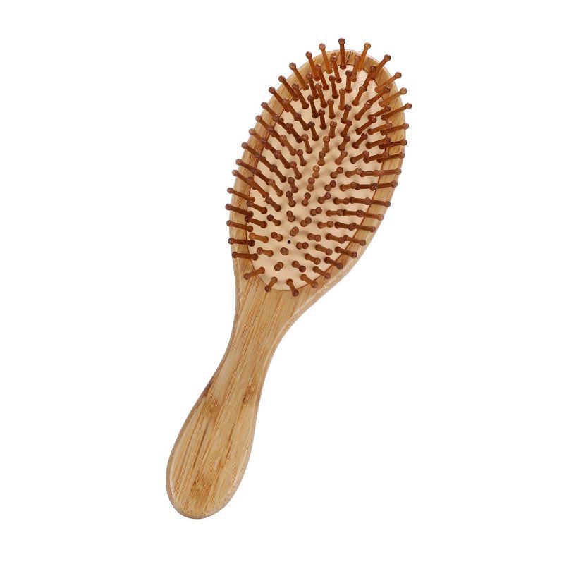 Photo 1 of  Bamboo Hairbrush With Bristles Large Oval Natural Bamboo Paddle