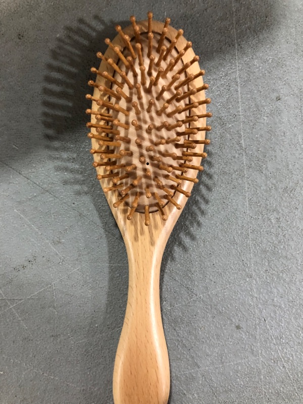 Photo 2 of  Bamboo Hairbrush With Bristles Large Oval Natural Bamboo Paddle