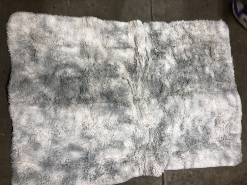 Photo 2 of 5x7 Ft Tie-Dyed Light Grey RUG 