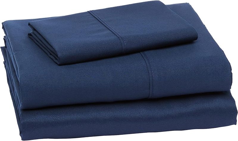 Photo 1 of 
Amazon Basics Lightweight Super Soft Easy Care Microfiber Bed Sheet Set with 14-Inch Deep Pockets - Twin XL, Navy Blue