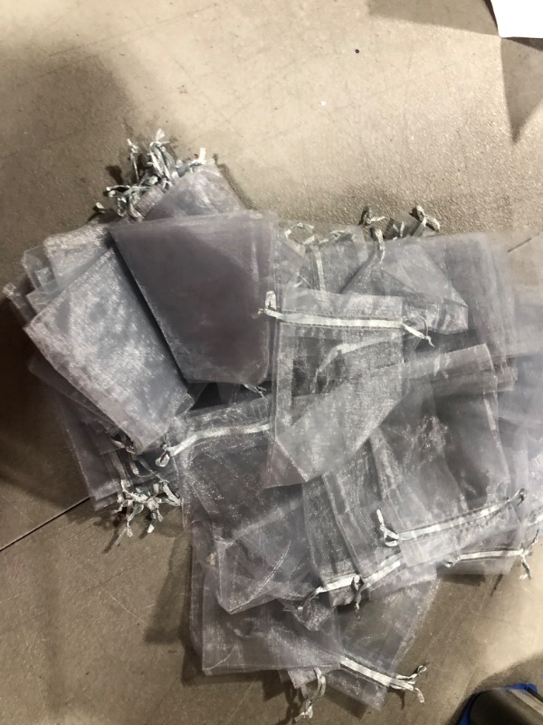 Photo 2 of 100PCS Silver Gray Organza Bags 5X7 inches