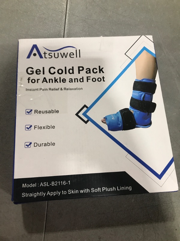 Photo 2 of Atsuwell Ankle Ice Pack Wrap for Injuries Reusable Gel Foot Cold Pack, Instant Ice Packs with Cold Compression Therapy for Plantar Fasciitis, Achilles Tendon, Sprained Ankles Feet Pain Relief 17.7-20 Inch (Pack of 1) 1.0