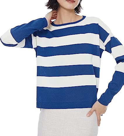 Photo 1 of GIL'B Women's L Viscose Mix Breton Lightweight Summer Striped Sweater